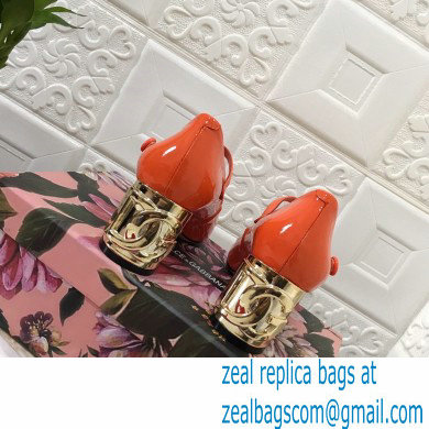 Dolce  &  Gabbana Heel 6.5cm Patent Leather Mary Janes Orange with DG Karol Heel 2021